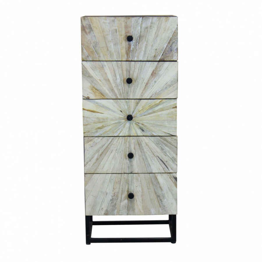 Cassettiera 5 cassetti in Legno,Metallo cm 45x35x110 – BAPTIST