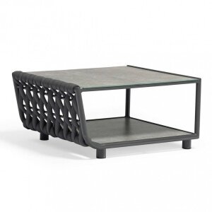 Tavolino per Salotto da Giardino in Alluminio,Textilene,Poliestere cm 71x81x40 – ZED