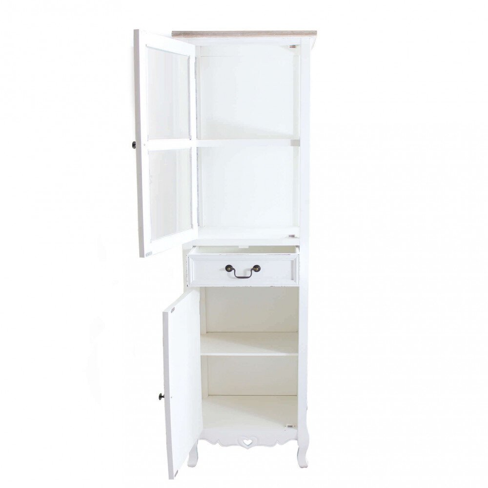 Vetrina un cassetto 2 ante shabby chic in Legno,Vetro cm 50x37x170 – ESMOND