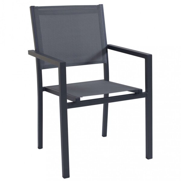 Poltrona da Giardino Impilabile in Alluminio,Textilene cm 55x58x85 – WOODY