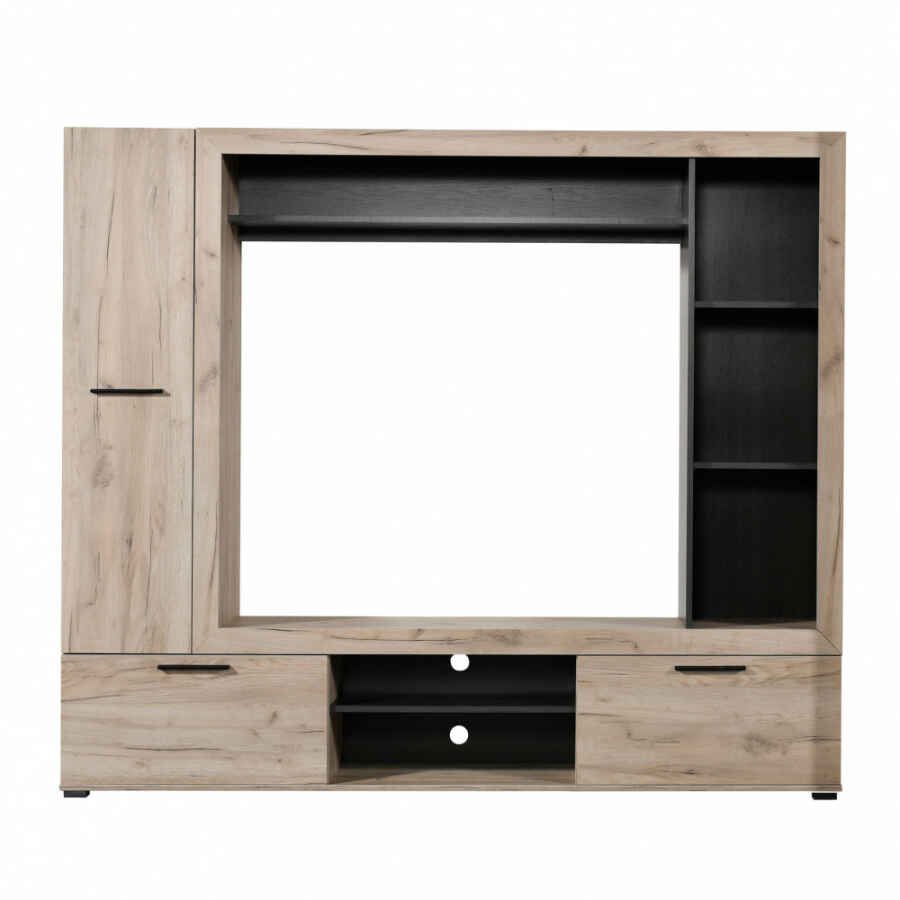 parete attrezzata porta tv con armadio moderna minimal in legno cm 195,6 x 35,2 x 169,6 h – CALLE