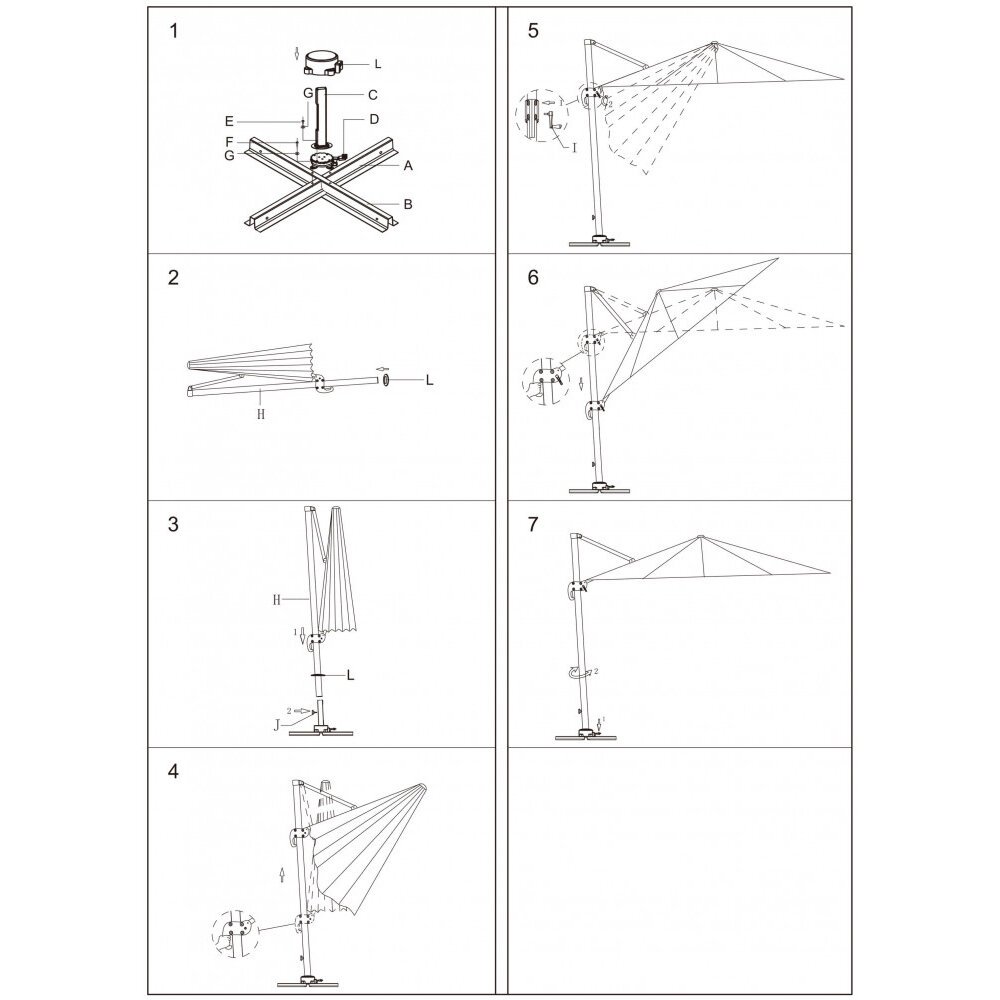 Ombrellone da Giardino decentrato 3×4 in alluminio,poliestere – IVAN