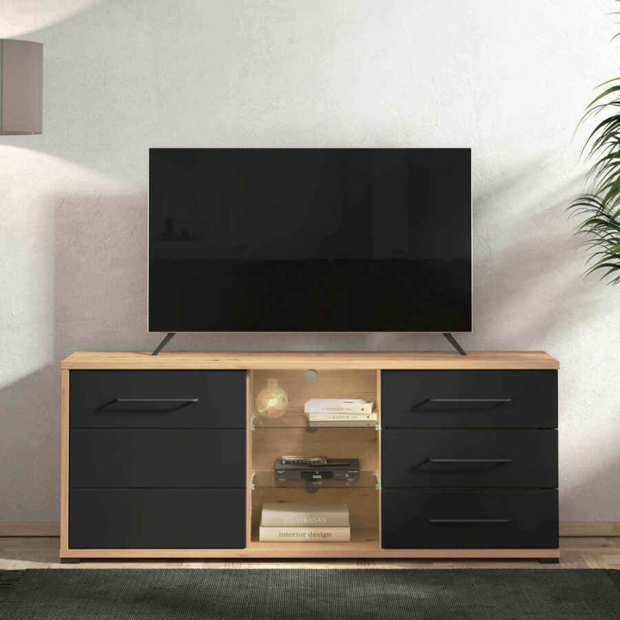 porta tv un anta tre cassetti moderno minimal in legno cm 161,5 x 40 x 65 h – ELLI