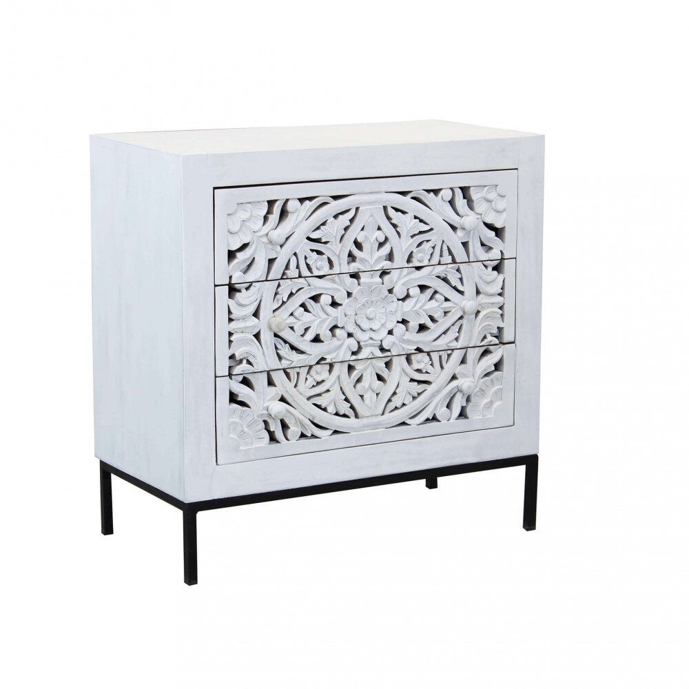 Cassettiera con decoro 3 cassetti in Legno,Metallo cm 80x40x80 – KONNOR