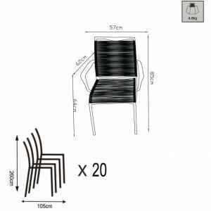 Poltrona da Giardino Impilabile in Alluminio,Corda cm 55x60x87 – WALTER