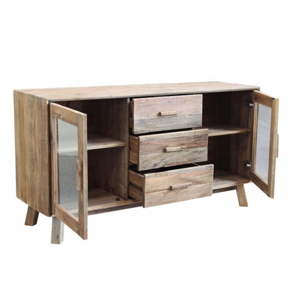 Credenza con 3 cassetti in Pino riciclato cm 160x48x85 – PINE