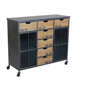 Madia Industrial in Acciaio,Legno cm 98,5×38,5×84 – DORAN