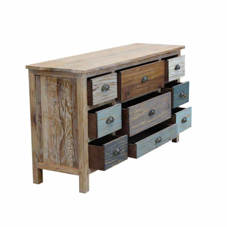 Cassettiera colorata Industrial in Legno cm 130x40x72 – FREDDY