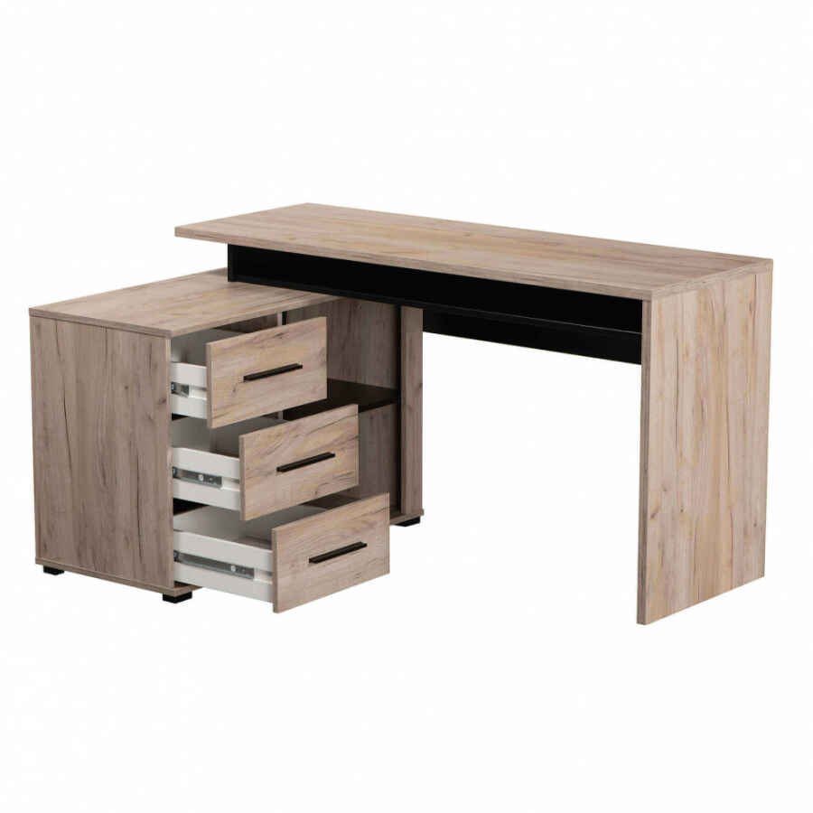 scrivania angolare con vani portaoggetti 3 cassetti cm 137,5 x 101,5 x 75 h – ROCK