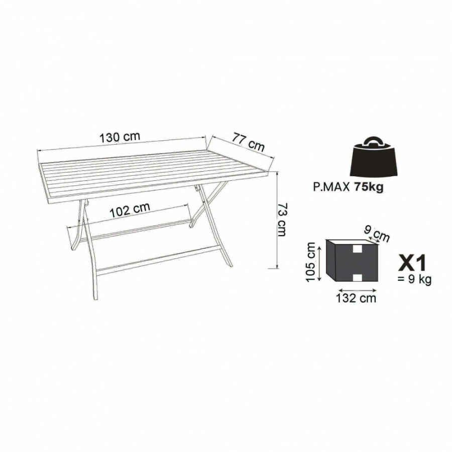 Tavolo da Giardino Pieghevole Salvaspazio 70×130 – DANIEL
