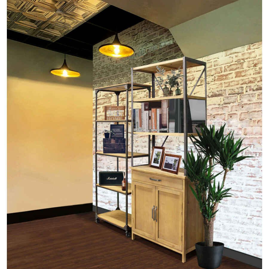 Libreria Industrial in Legno,Metallo cm 73,5×37,5×186 – TERRENCE