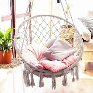 Sedia Sospesa Rotonda con cuscino in Metallo cm 80x80x120 – LORENNE