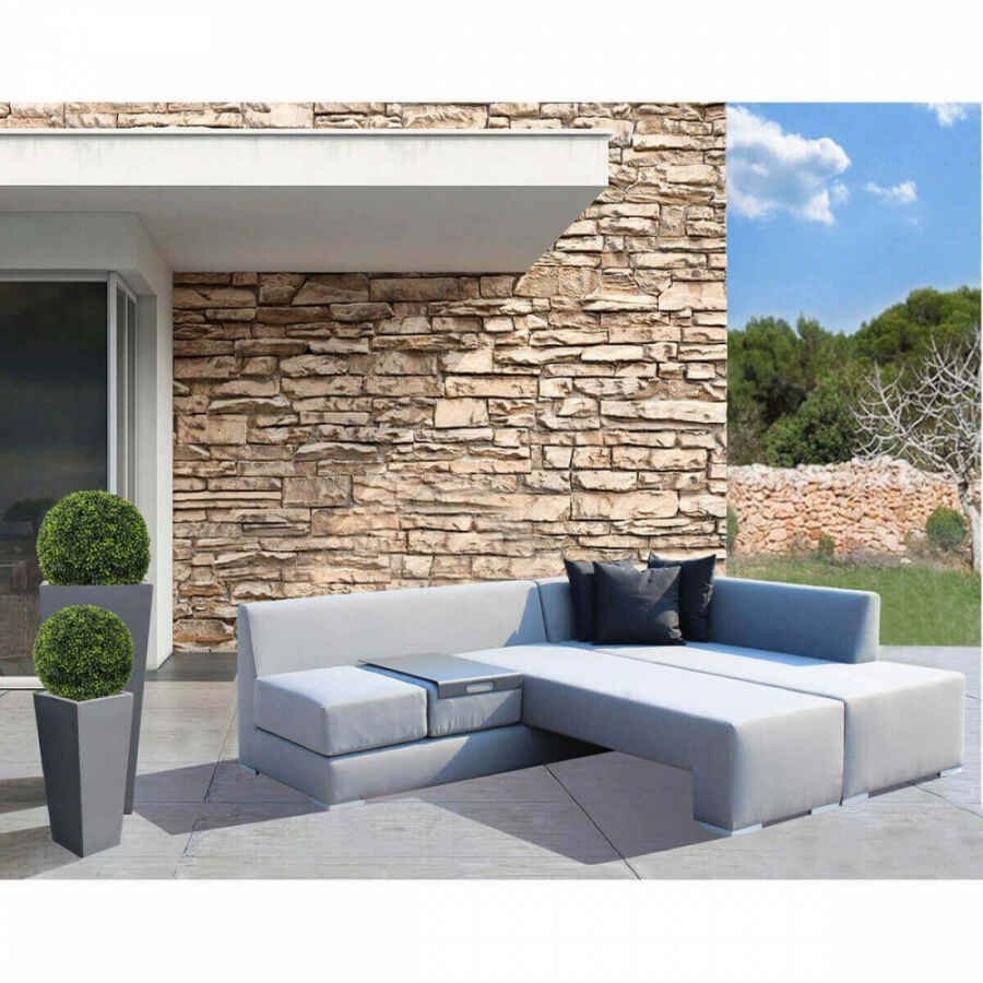Divano da Giardino angolare con tavolino in Alluminio,Poliestere cm 150x78x69 – FORD