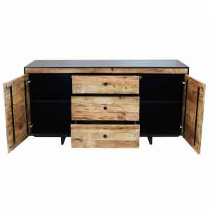 Madia 2 ante 3 cassetti in Pino riciclato cm 150x48x76 – MANSEL