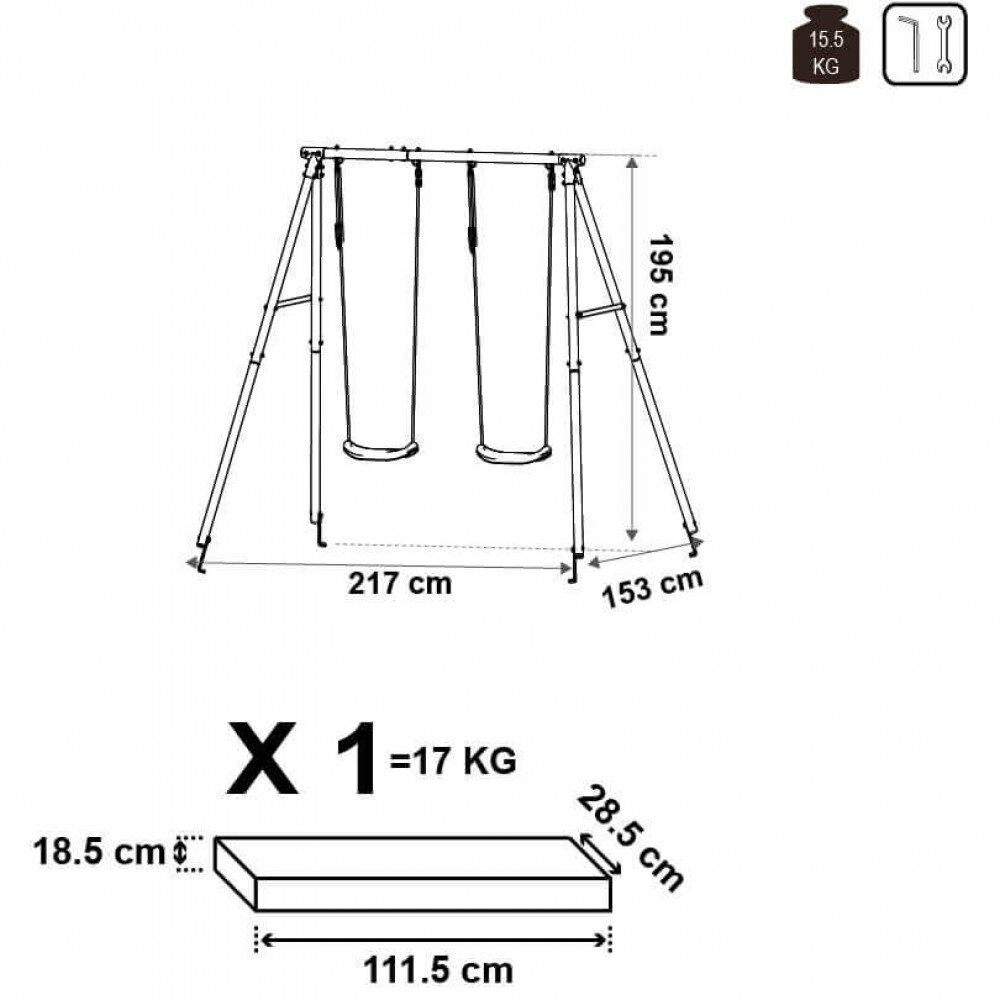Altalena per bambini 2 posti in Acciaio cm 153x217x195 – MASHA