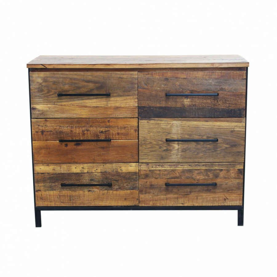 Cassettiera Moderna con sei cassetti in Legno,Metallo cm 110x45x86 – DARWIN