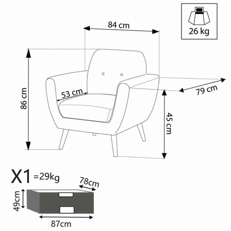 Poltrona Moderna in Tessuto cm 84x79x86 – SILENTE