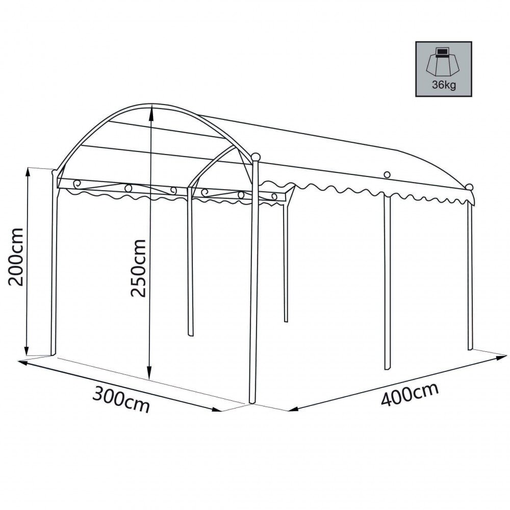 Gazebo da Giardino 3×4 in acciaio,poliestere – COLTEN