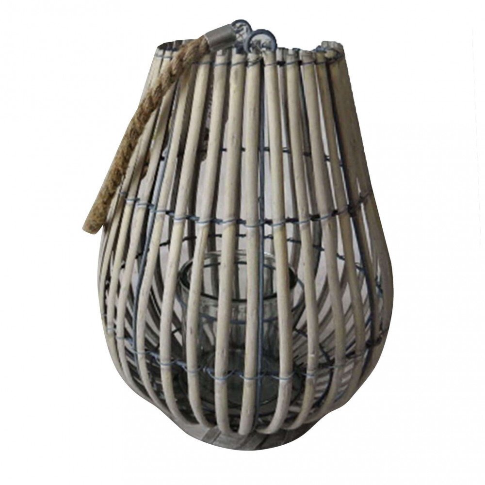 Lanterna in Vimini in Vimini,Vetro cm 18x18x43 – ROLO