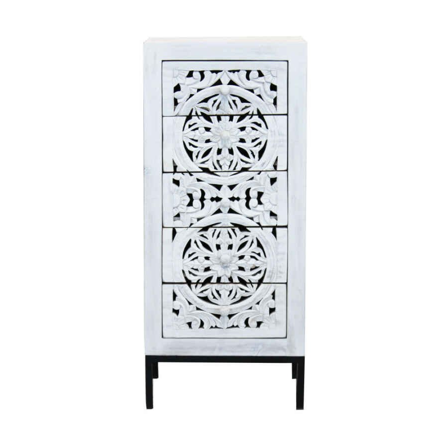 Cassettiera con decoro 5 cassetti in Legno,Metallo cm 45x35x105 – KONNOR