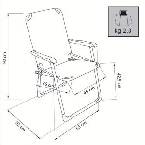 Poltrona da spiaggia e campeggio Pieghevole in Alluminio,Textilene cm 52x55x89 – COTY