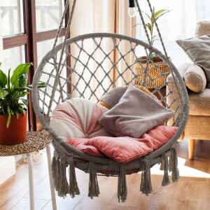 Sedia Sospesa Rotonda con cuscino in Metallo cm 80x80x120 – LORENNE