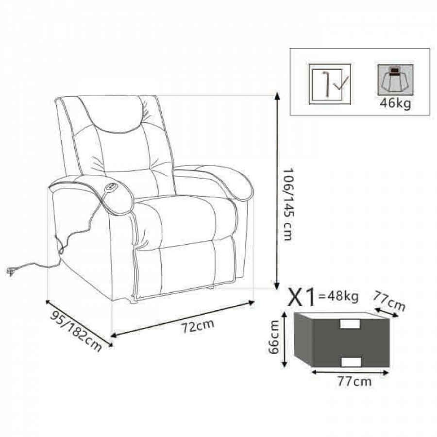 Poltrona elettrica alzapersona in Ecopelle cm 72x95x106 – PRIME