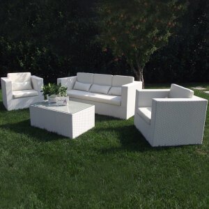 Salotto da Giardino con cuscini 4 posti in Wicker,Alluminio – ABE