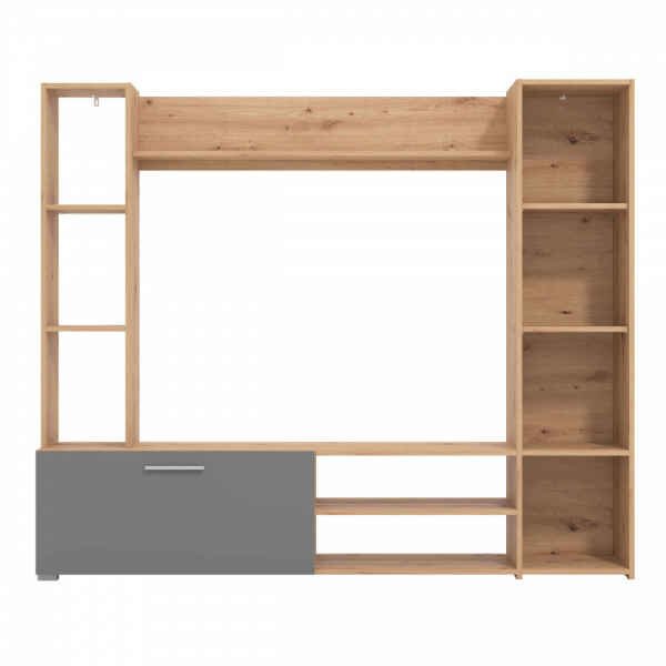 parete attrezzata soggiorno un anta moderna minimal in legno cm 185,5 x 35 x 155,5 h – KRASTY
