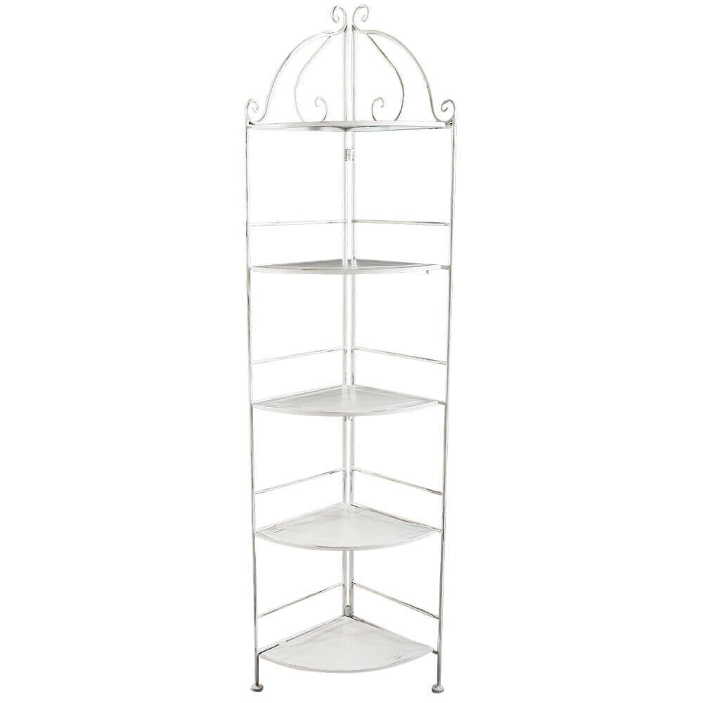 Scaffale 5 piani angolare stile provenzale verniciato in Acciaio cm 50x35x175 – ED