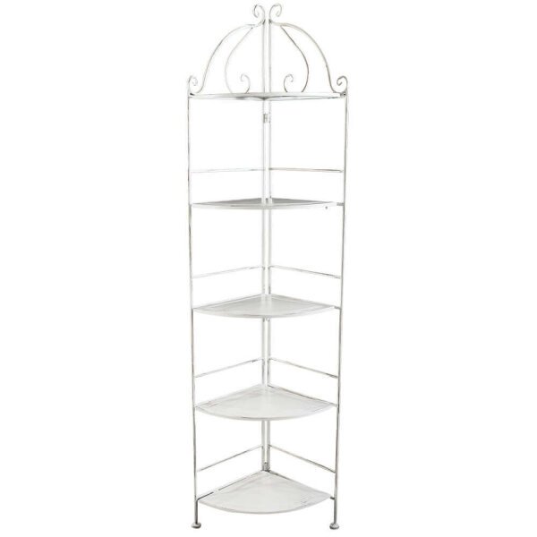 Scaffale 5 piani angolare stile provenzale verniciato in Acciaio cm 50x35x175 – ED