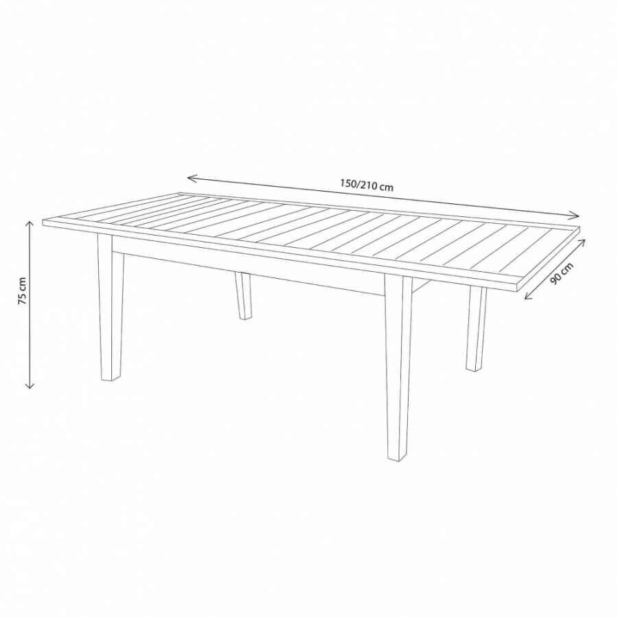 Tavolo da Giardino in Teak Allungabile 150-210×90 – POLDIE