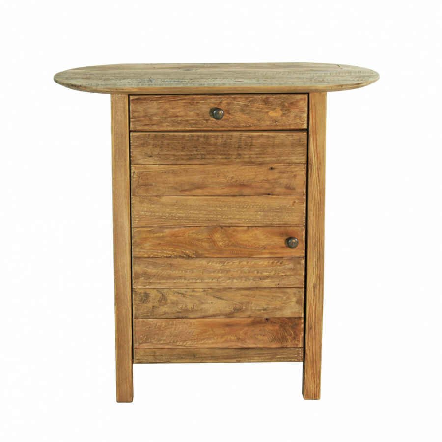 Comodino con cassettto e un anta in Pino riciclato cm 75x35x76 – WARNER