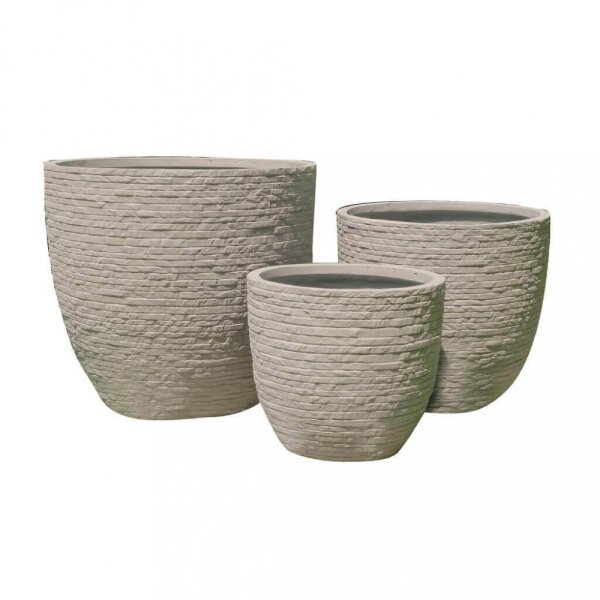 Set di 3 vasi da Giardino in Fibra di argilla cm 44x44x39 – DUDLEY