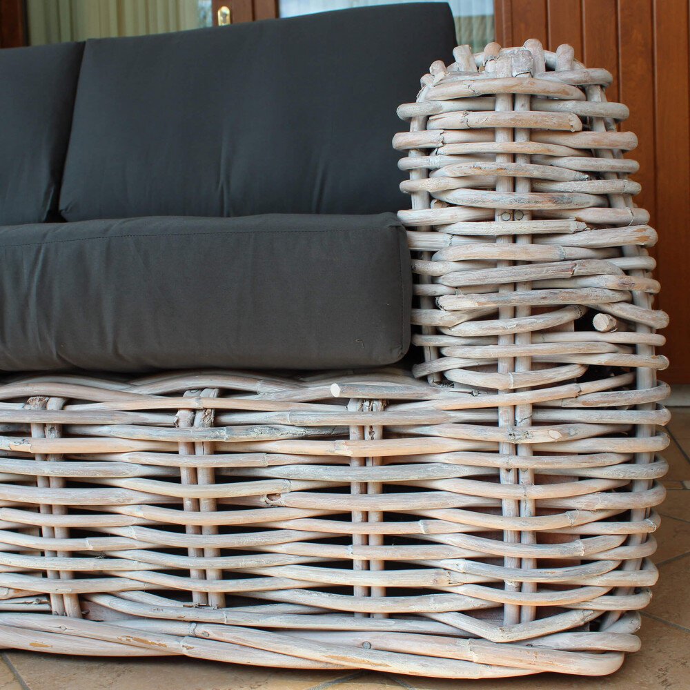 Salotto da Giardino con cuscini 4 posti in Rattan naturale – OSBOURNE