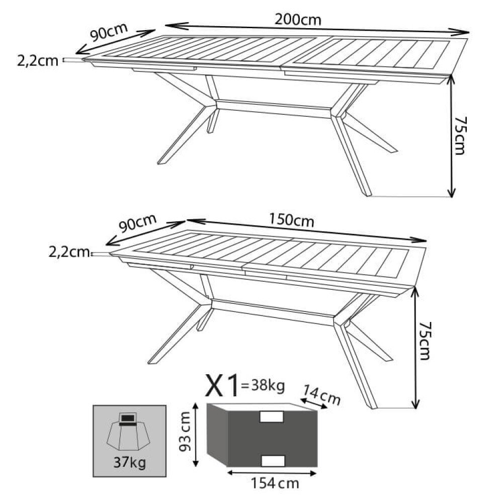 Tavolo da Giardino Allungabile 150-200×90 – DAVEY