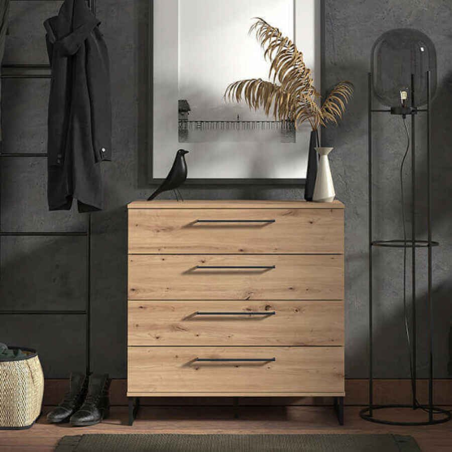 cassettiera moderna 4 cassetti cm 91,5 x 42 x 92,5 h – ZENWOOD
