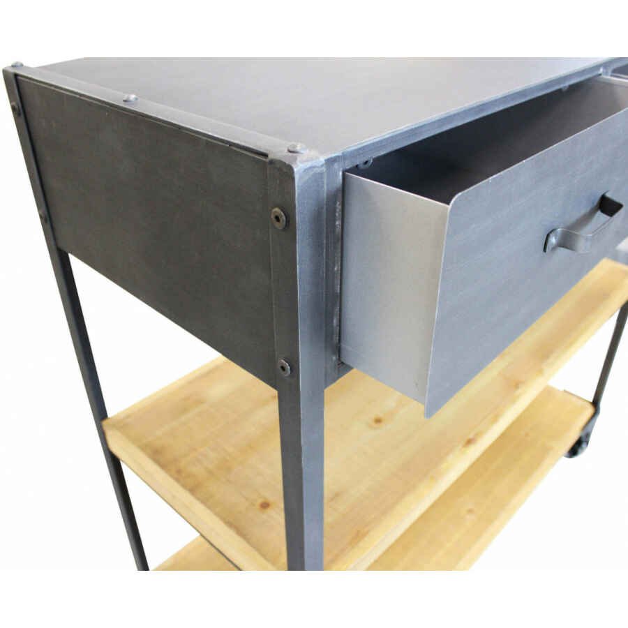 Scaffale con ruote in Acciaio,Legno cm 90,5×39,5×92,5 – JOLYON