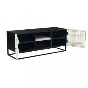 Porta tv per soggiorno Industrial in Legno,Metallo cm 140x46x56 – WILFORD