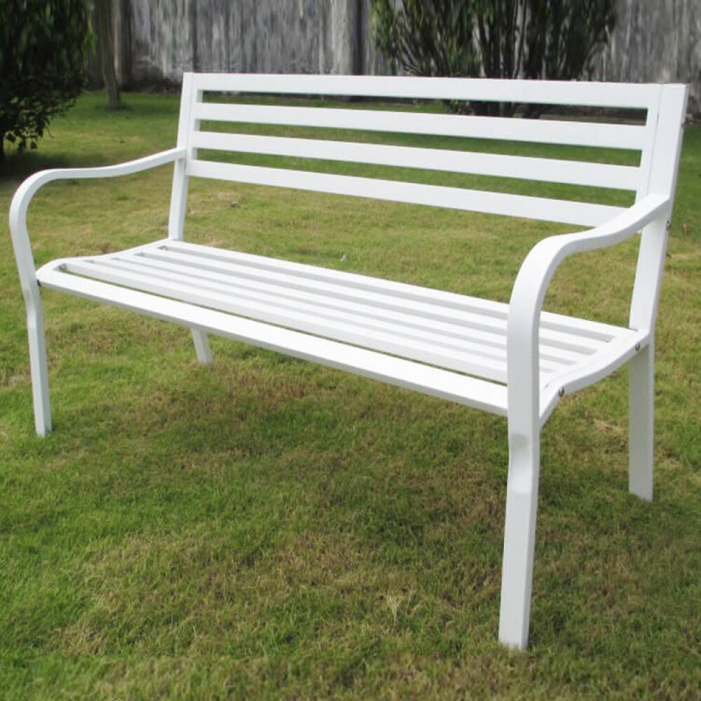 Panchina da Giardino 2 posti in Acciaio,Acciaio cm 128x80x56 – LANA