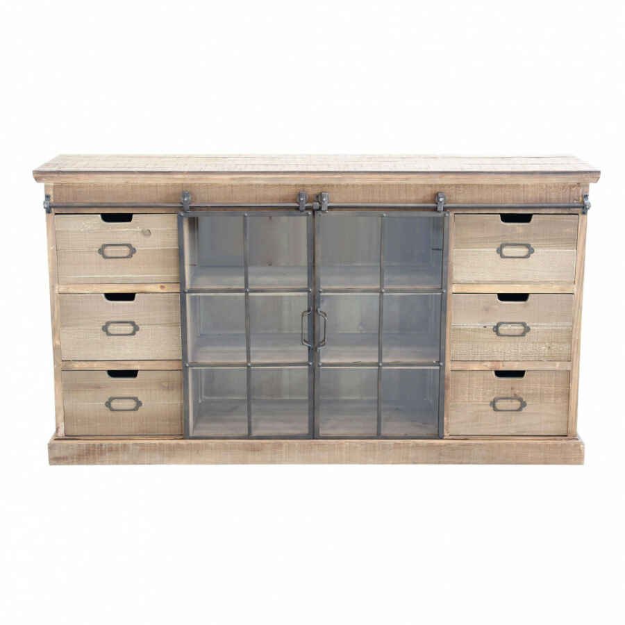 Madia per soggiorno Industrial in Legno,Vetro cm 147,5x39x81,5 – XZAVIER