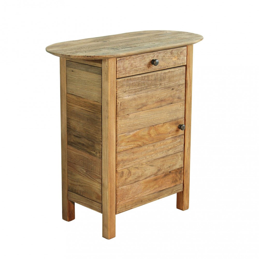 Comodino con cassettto e un anta in Pino riciclato cm 75x35x76 – WARNER