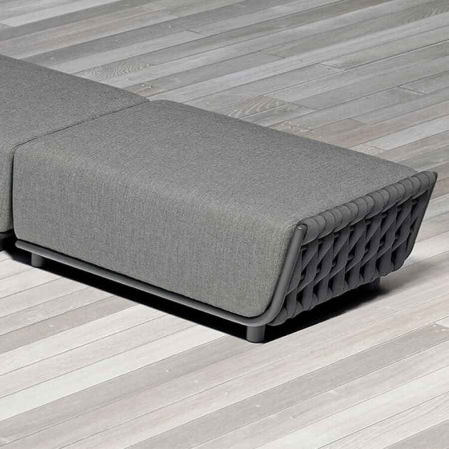Pouf per Salotto da Giardino in Alluminio,Textilene,Poliestere cm 102x71x41 – ZED
