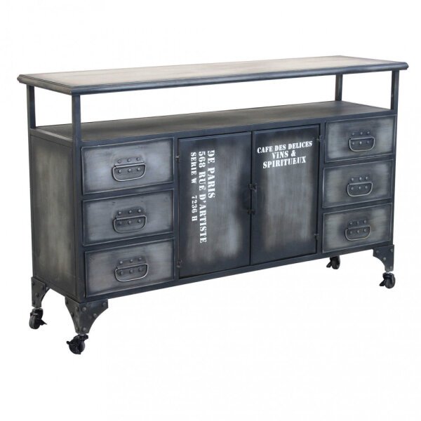 Madia per soggiorno Industrial in Acciaio cm 132,5×37,5×82 – HIRAM