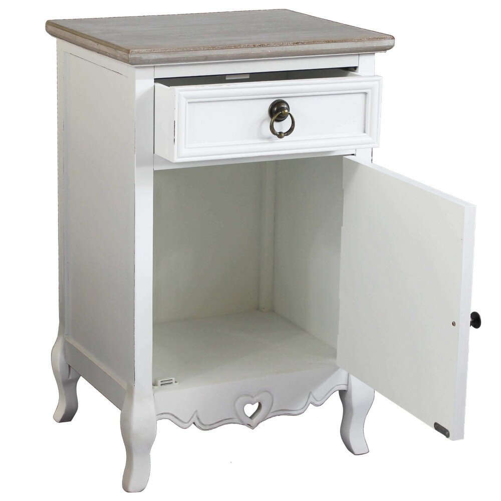 Mobiletto 1 cassetto 1 anta shabby chic in Legno cm 44x34x68 – MAYNARD