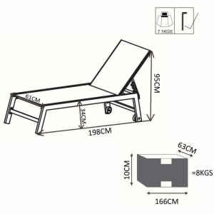 Lettino prendisole da Giardino in Alluminio,Textilene cm 198x61x95 – DAVID