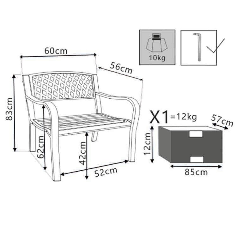 Poltrona da Giardino in Acciaio,Acciaio cm 60x83x56 – SHELDON