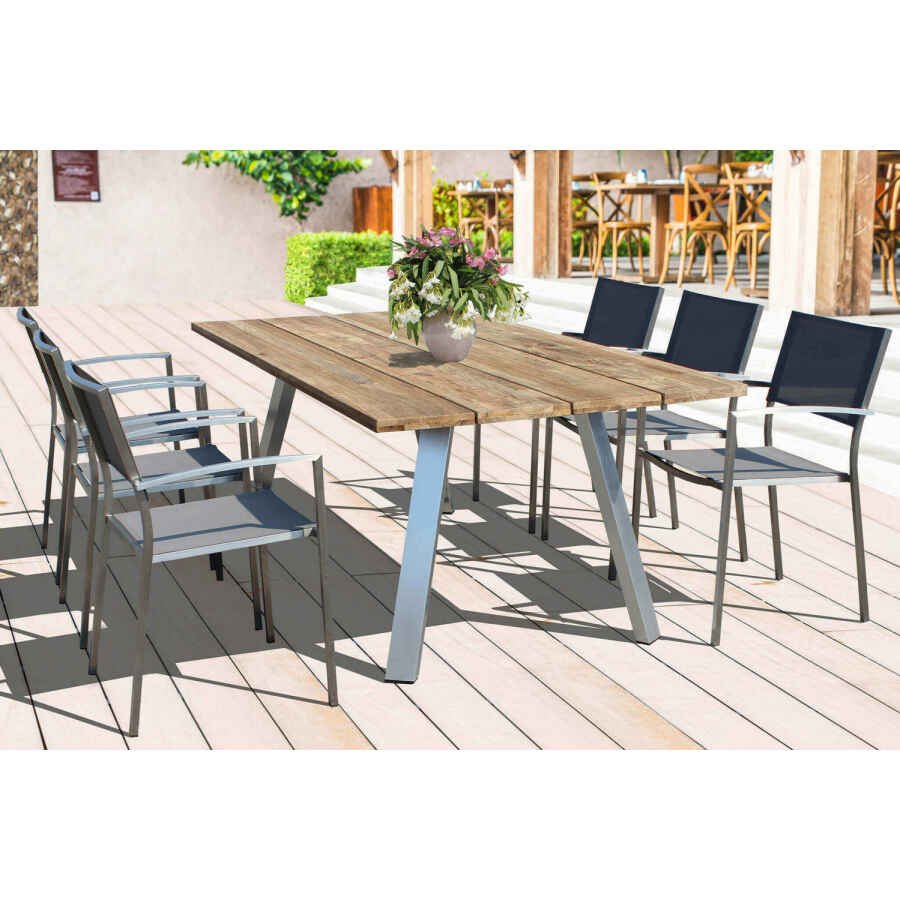 Poltrona da Giardino Impilabile in Acciaio,Textilene cm 56x54x83 – DOLPH