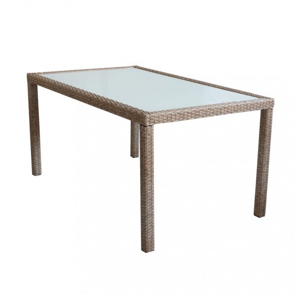 Tavolo intreccio e piano in vetro 150×90 – AXEL