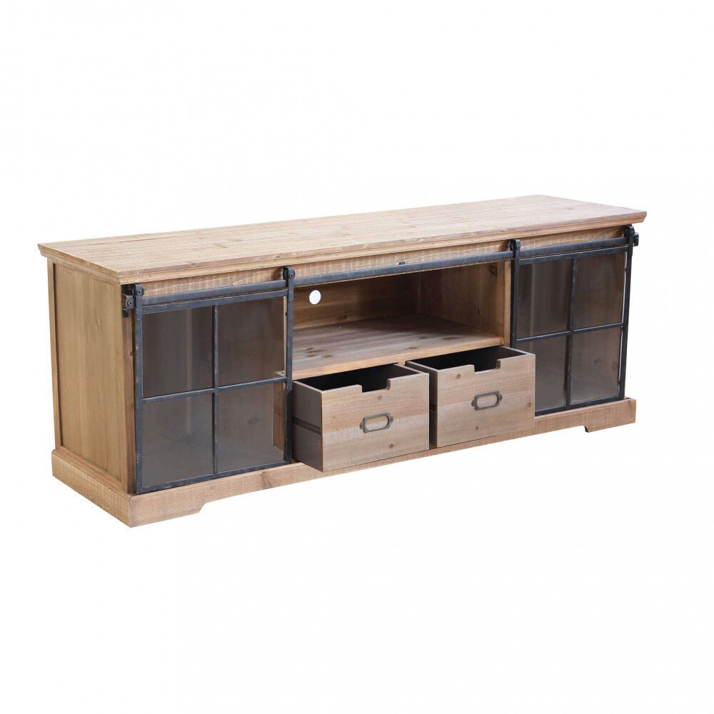 Porta tv per soggiorno Industrial in Legno,Acciaio cm 160×45,5×60 – TYBALT